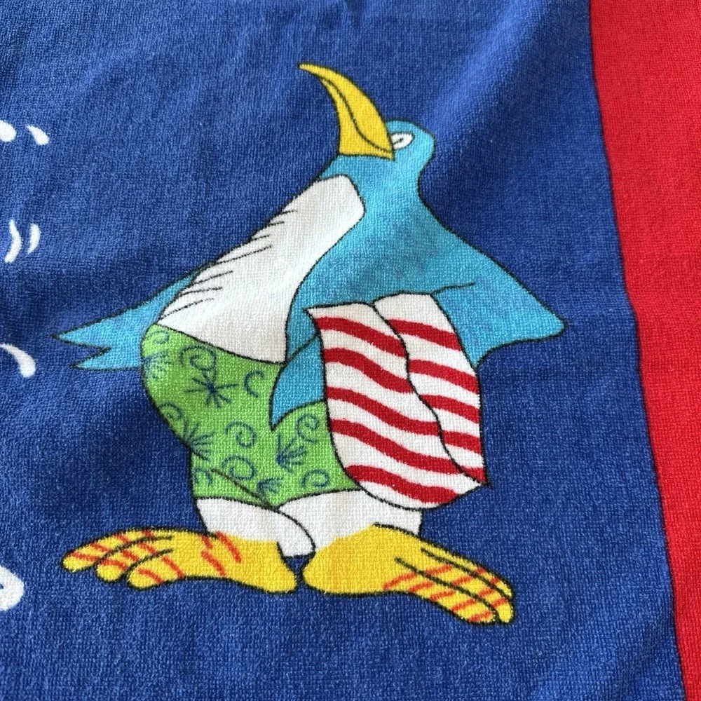 Cotton Beach Towel Vintage Penguins 52x29 Davidson Cotton Company